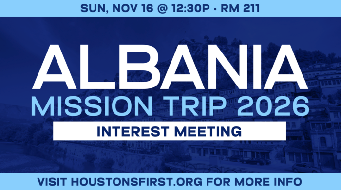 HFBC Event Artwork: Albania Mission Trip Interest Meeting
