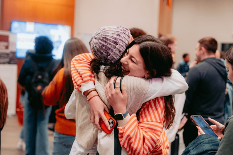Woman hugging